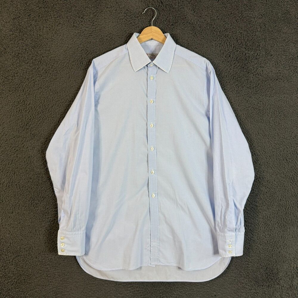 Turnbull & Asser Dress Shirt Mens 16 Blue Regular Fit Button Up Long Sleeve